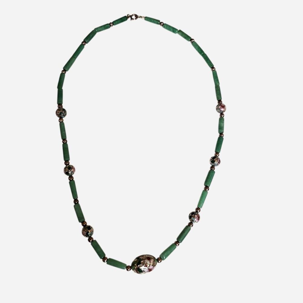 Vintage green jade necklace